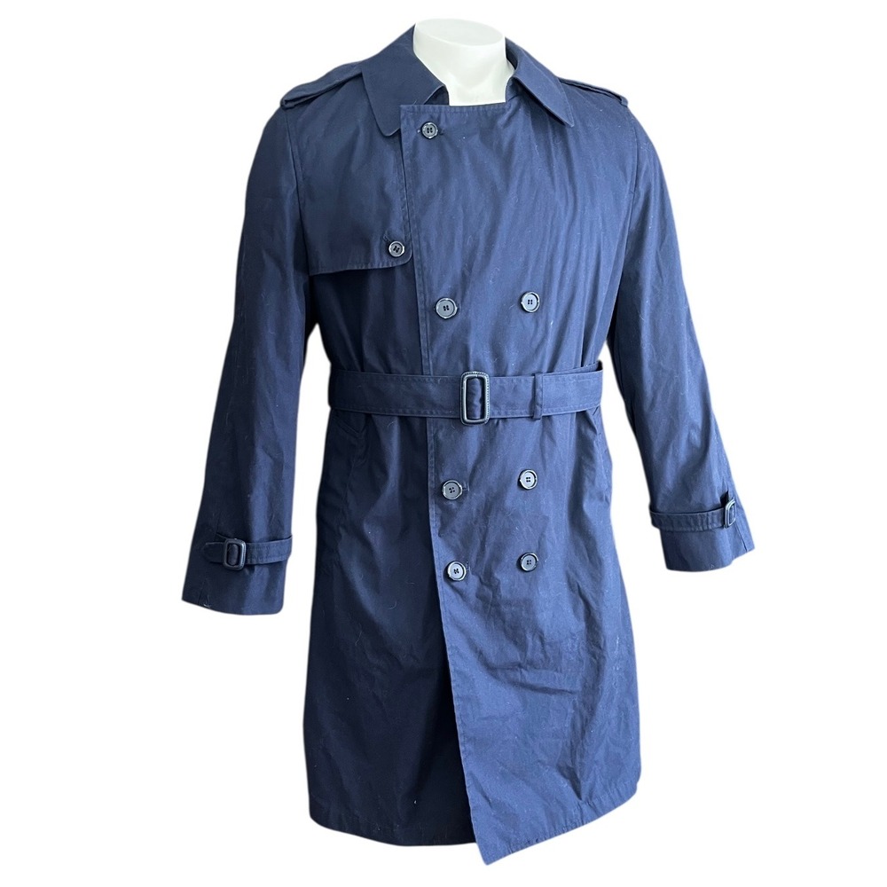 DSCP Defender All Weather Trench Coat Navy Blue Removable Liner Size‎ 44S